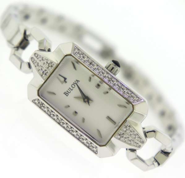 Bulova Diamond Accented Silver Band Watch