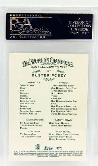 Buster Posey Allen & Ginter Baseball Card, Gem MT 10