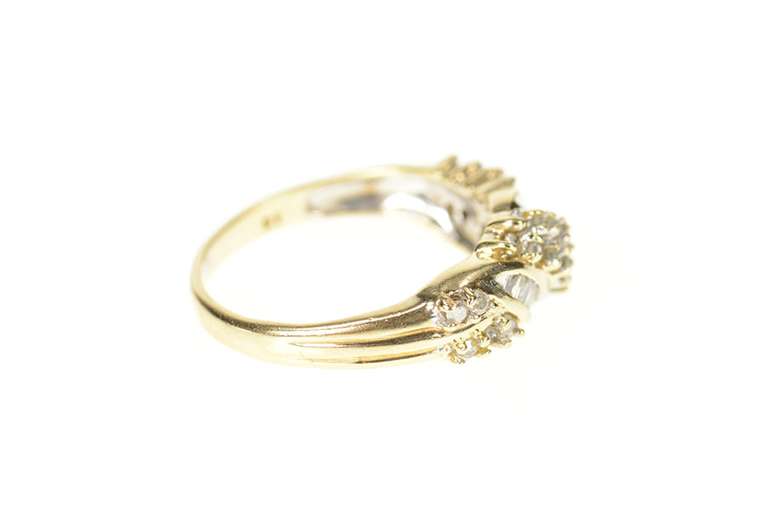 10K Yellow Gold Wavy Diamond Encrusted Statement Band Ring