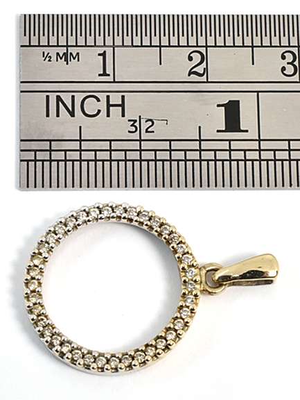 Penny Sized Circle of Diamonds Pendant