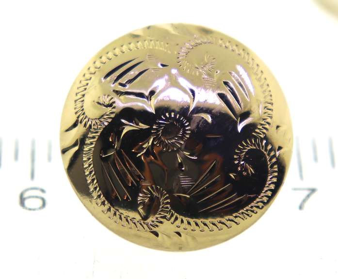 Beautiful Etched Floral 21mm Domed Disc Stud