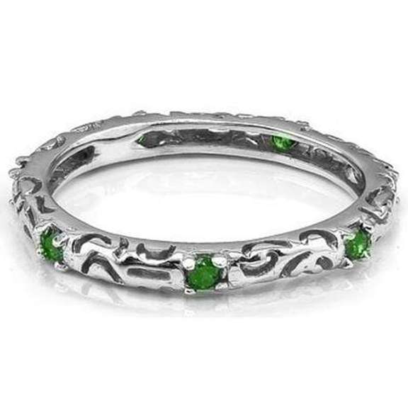 Emerald 925 Sterling Silver Eternity RingSilver Ring