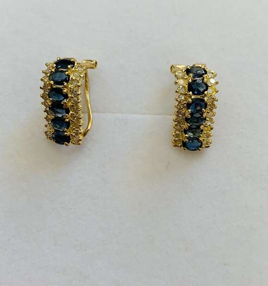 14kt Gold Sapphire & Diamond Earrings
