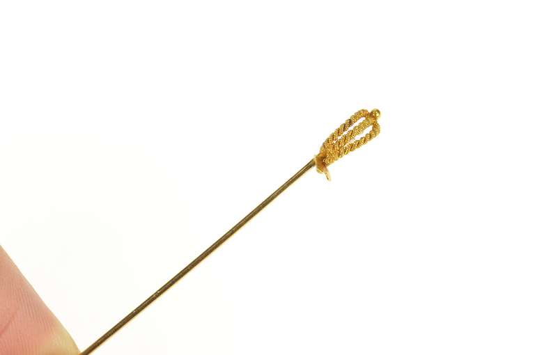 14K Yellow Gold Victorian Seed Pearl Ornate Broadsword Toothpick