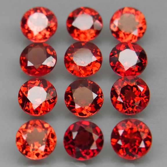 Excellent 6.75ct VS collection of top red orange Garnets