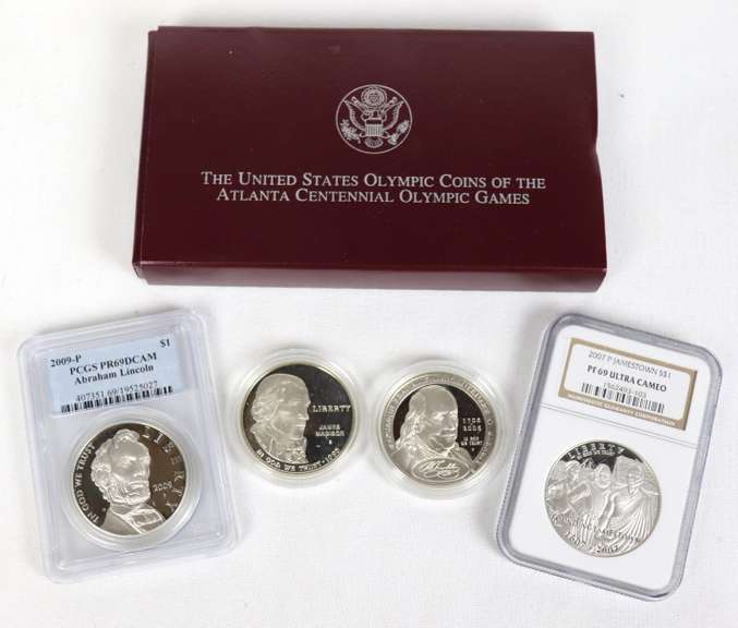 5 Modern Proof Silver Dollars