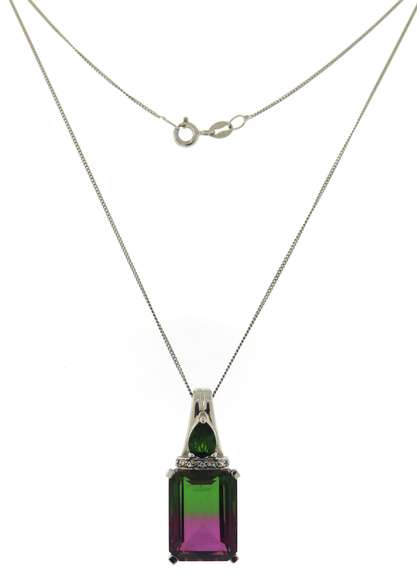 Sterling Silver Watermelon Tourmaline Necklace