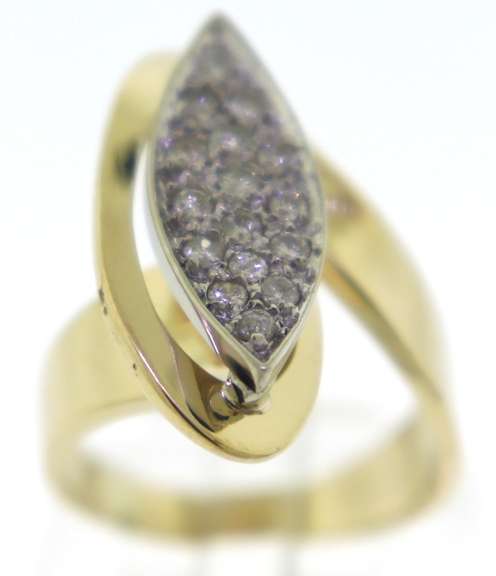 Elegant 14kt YG Pave Diamond Marquise Shape Ring