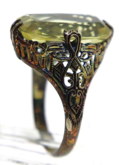 Sterling Silver Yellow Quartz Ring