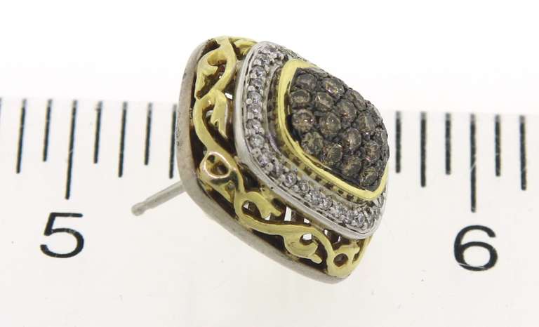 Charles Krypell Chocolate Diamond Pave Earrings