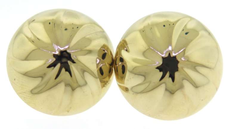 Favorite Yellow Gold Domed Floral Disc Earrings