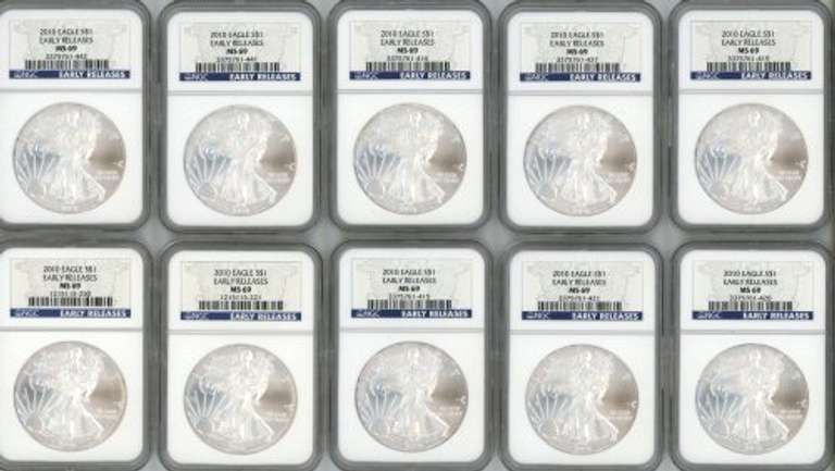 10 Near perfect NGC MS69 Early Releases 2010 $1 Eagles