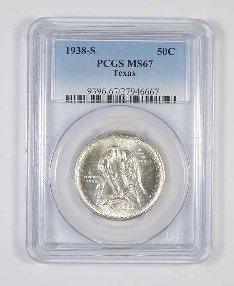 MS67 1938-S Texas Independence Commemorative Half Dollar Graded PCGS
