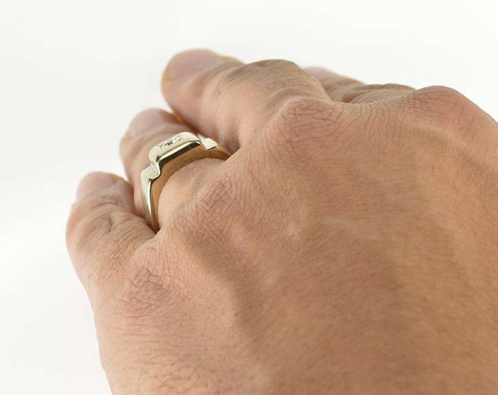 14K Yellow Gold 0.36 Ct Men's Diamond Retro Solitaire Wedding Ring