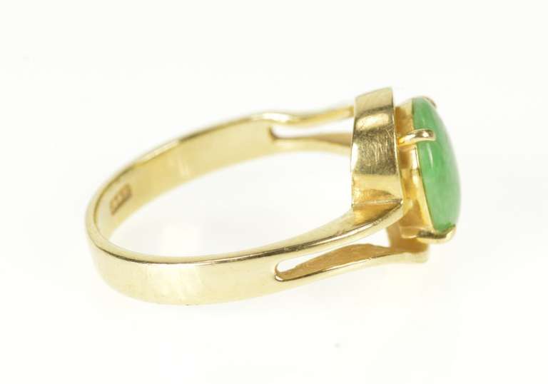 14K Yellow Gold Retro Oval Turquoise Wavy Freeform Statement Ring