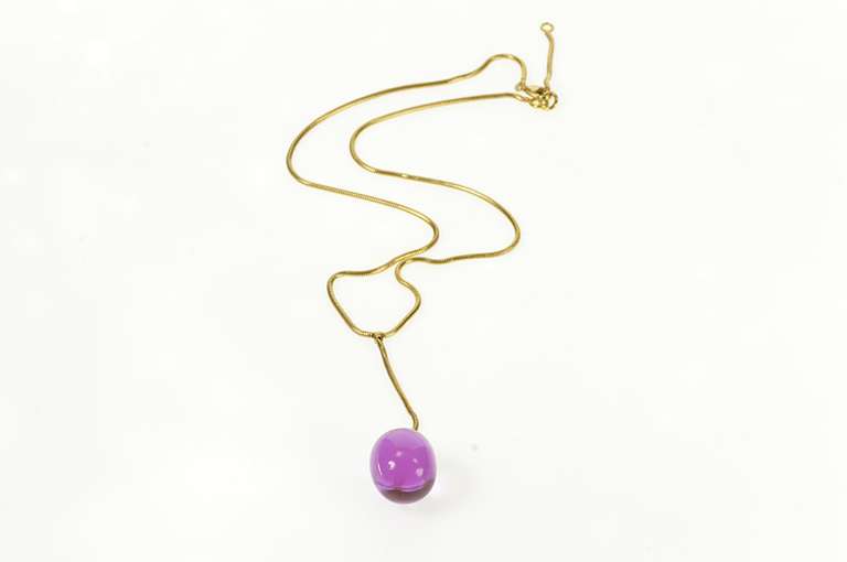 18K Yellow Gold Baccarat Tentation Crystal Drop Snake Chain Necklace