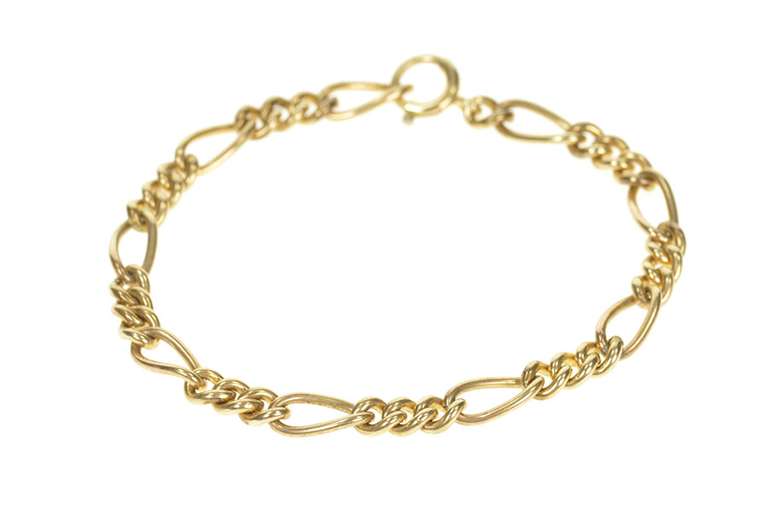 Gold Filled 5.7mm Retro Figaro Chain Link Simple Bracelet
