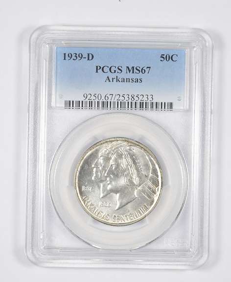 MS67 1939-D Arkansas Centennial Commemorative Half Dollar Graded PCGS