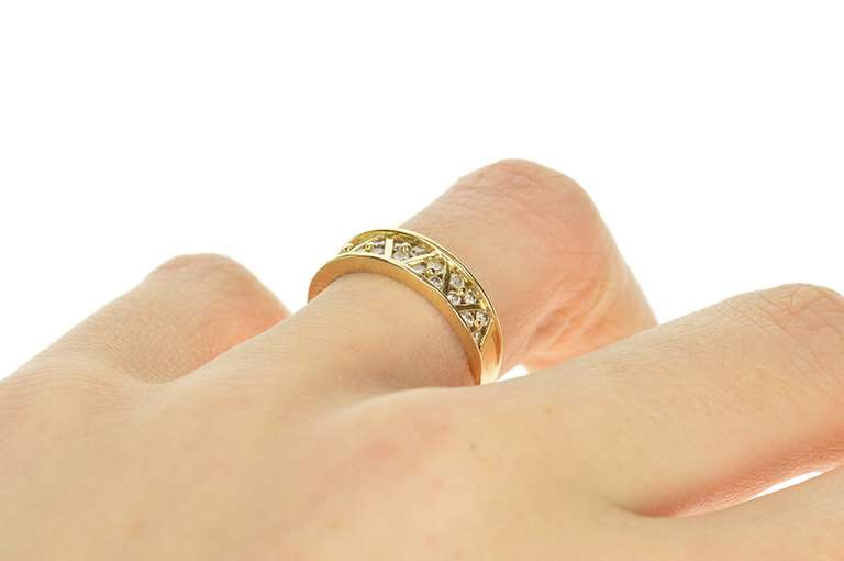 14K Yellow Gold 0.60 Ctw Triangle Diamond Wedding Band Ring