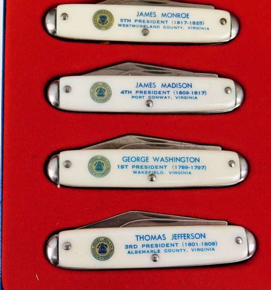 Virginia's Presidents 8 Pocket Knife Collection