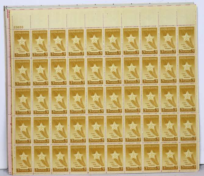 $75 Face Value In Mint Full Gum 3 Cent US Comm Sheets