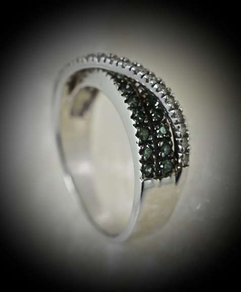 Creative 14K Blue-Green Diamond Bypass Ring