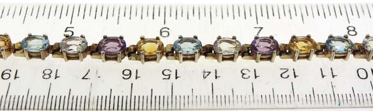 Sterling Silver Multicolor Gemstone Tennis Bracelet