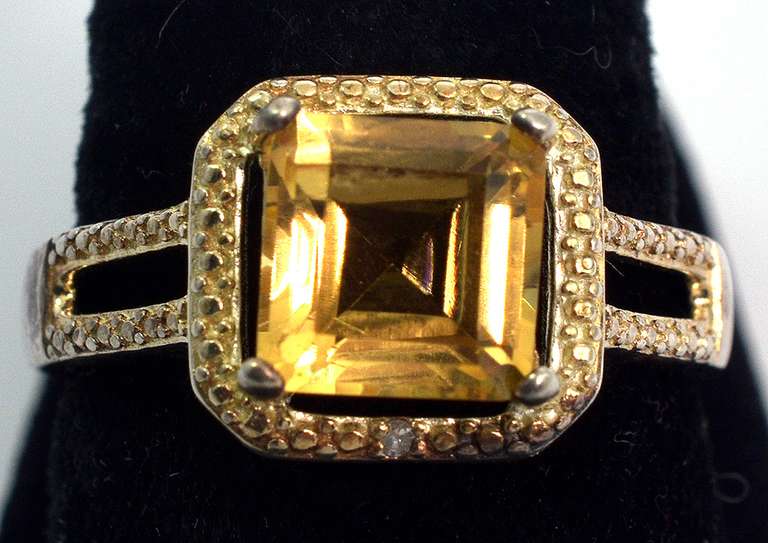 Sterling Silver Vermeil CZ Cocktail Ring