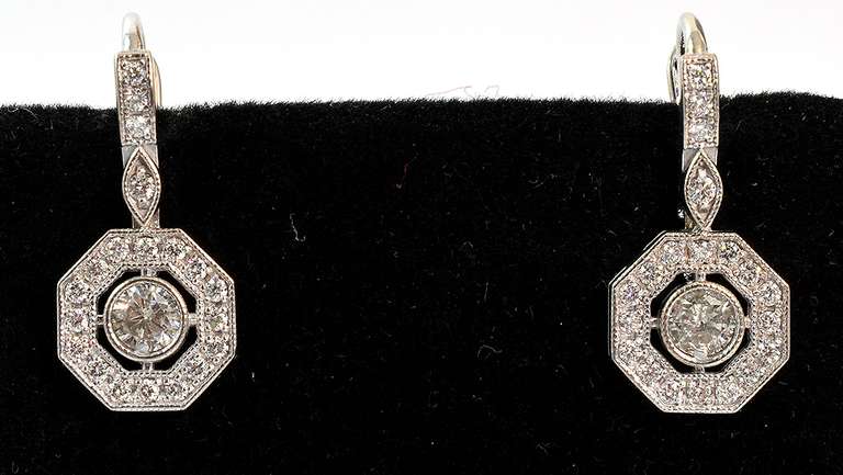14K White Gold Diamond Earrings