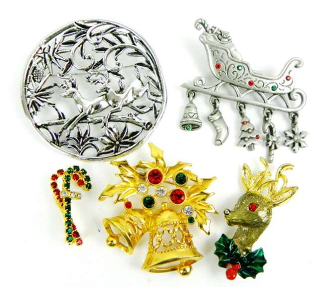 Festive Collection of Vintage Christmas Pins