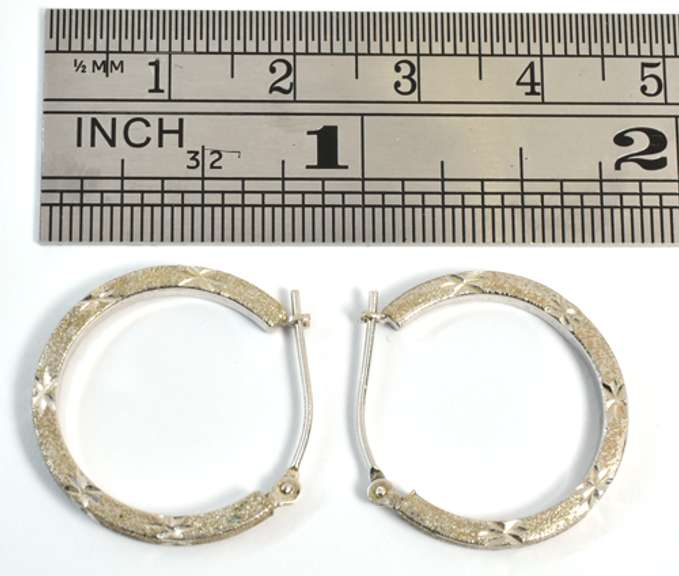 Etched White Gold Hoop Earrings