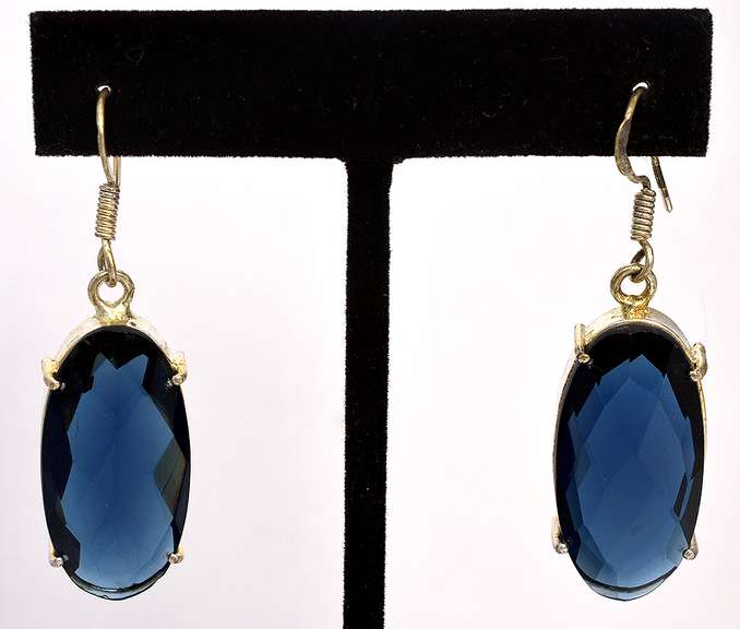Bold, Fun, & Funky Blue Crystal Earrings in Sterling Silver