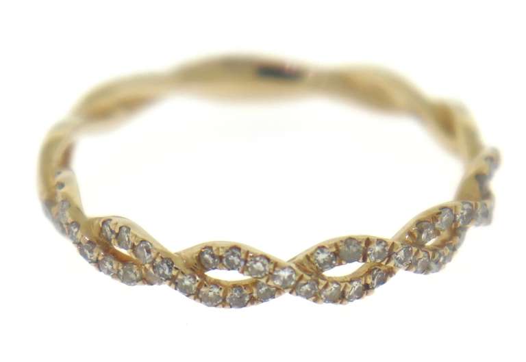 Shimmering 14kt YG Twisted Openwork Diamond Band