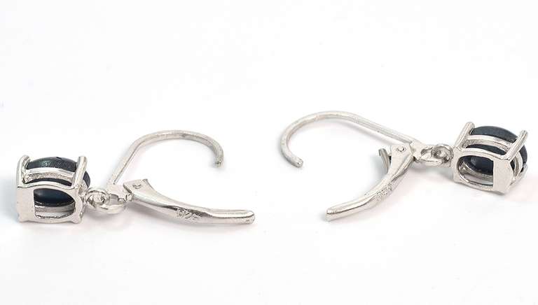 Star Sapphire Dangle Earrings in Sterling Silver