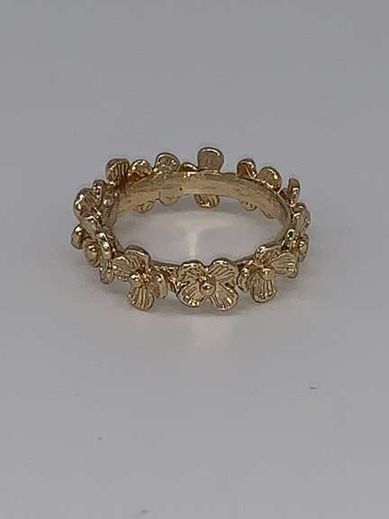 Sterling Silver & Gold Flower Band Ring