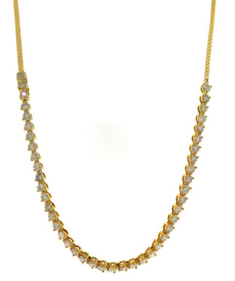 Remarkable 7.25ctw Diamond Tennis Yellow Gold Necklace
