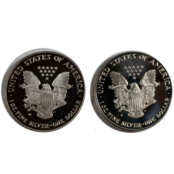 1987 S 2005 W Choice Frosty Proof Silver Eagle