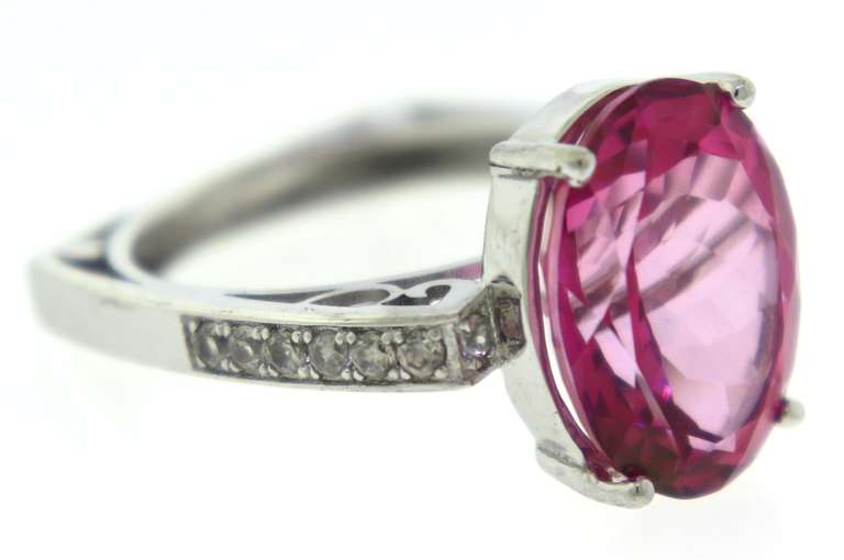 Sterling Silver Big Oval Pink Spinel
