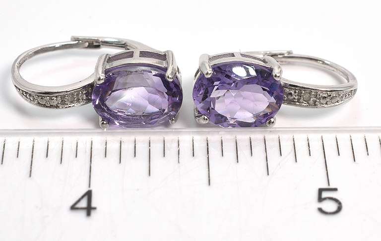 Precious Amethyst Leverback Earrings in Sterling Silver