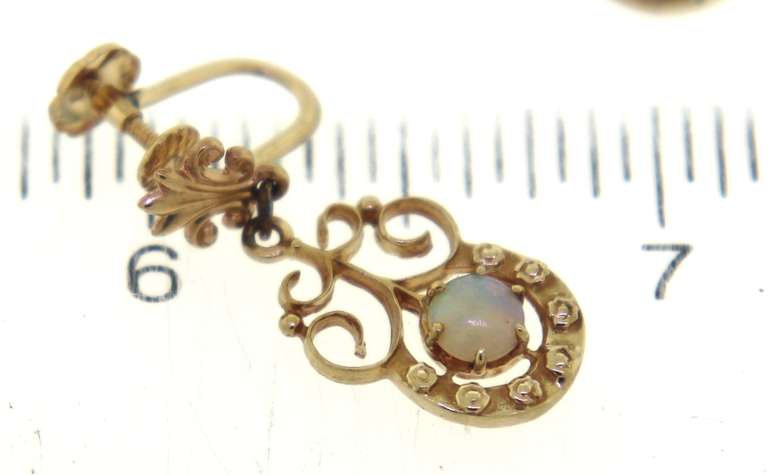 Vintage Opal Dangle Screw Back Earrings