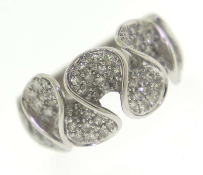 Dazzling Pave Diamond Ribbon White Gold Ring