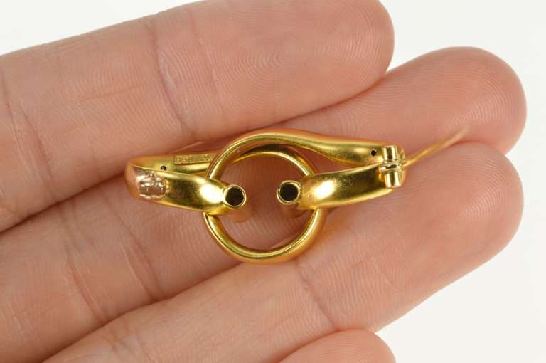 18K Yellow Gold Sapphire Inset Loop Twist Rings of Saturn Pin/Brooch