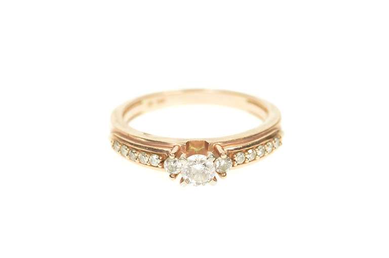14K Rose Gold Diamond Classic Simple Promise Engagement Ring