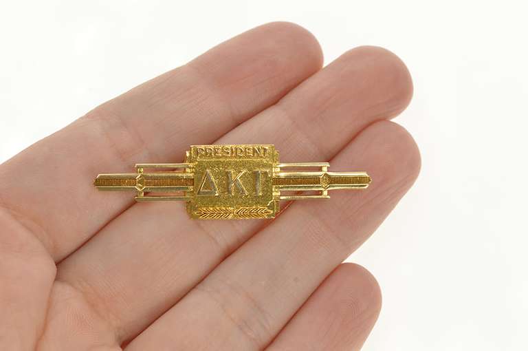 10K Yellow Gold Delta Kappa Gamma Female Educator Bar Pin/Brooch
