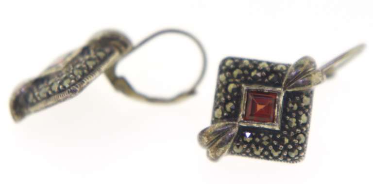 Sterling Silver Red Spinel Earrings