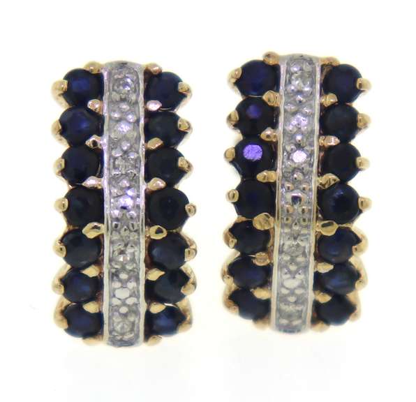 Lovely Sapphire and Diamond 3 Row Earrings
