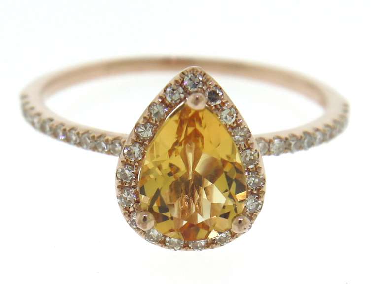 Stunning Citrine w Diamond Halo Ring