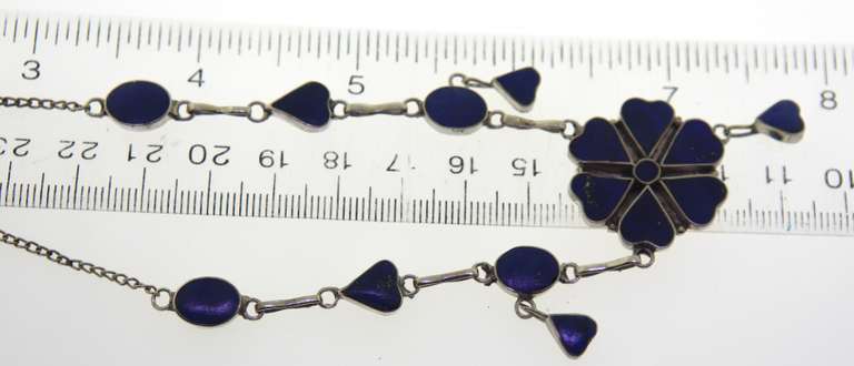 Sterling Silver Lapis Sun Style Necklace