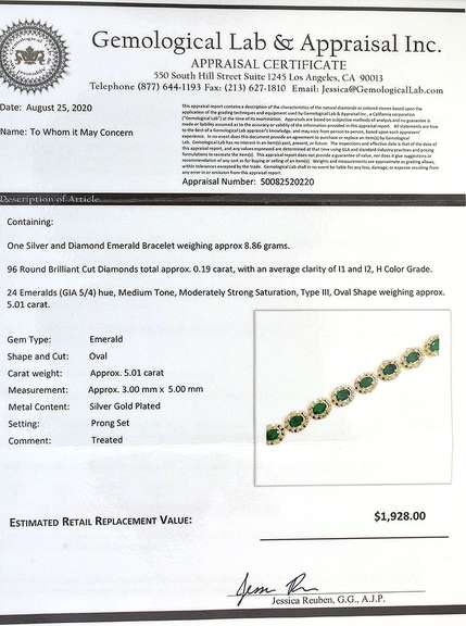 Vivacious Emerald & Diamond Bracelet in Vermeil