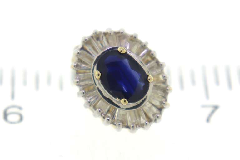 Glamorous Oval Sapp w Bagg Diamond Earrings